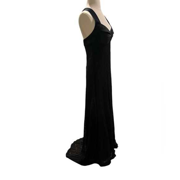 Calvin Klein Black Lace/Satin Floor Length Maxi Ball/Prom Dress-size 2 - Picture 10 of 12